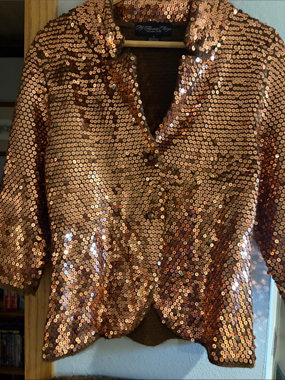 Sequin Open-Front Jacket in Copper